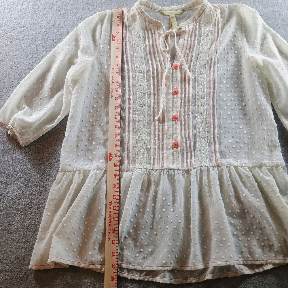 Matilda Jane Womens Swiss Dot Peplum Blouse White‎ Large Lace Trim - Picture 4 of 8